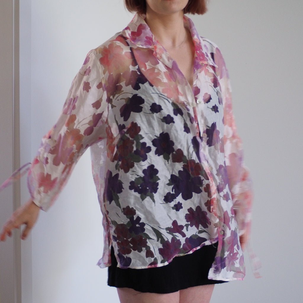 Vintage Elegancia Sheer Floral Top Clothes - Afterthought Vintage
