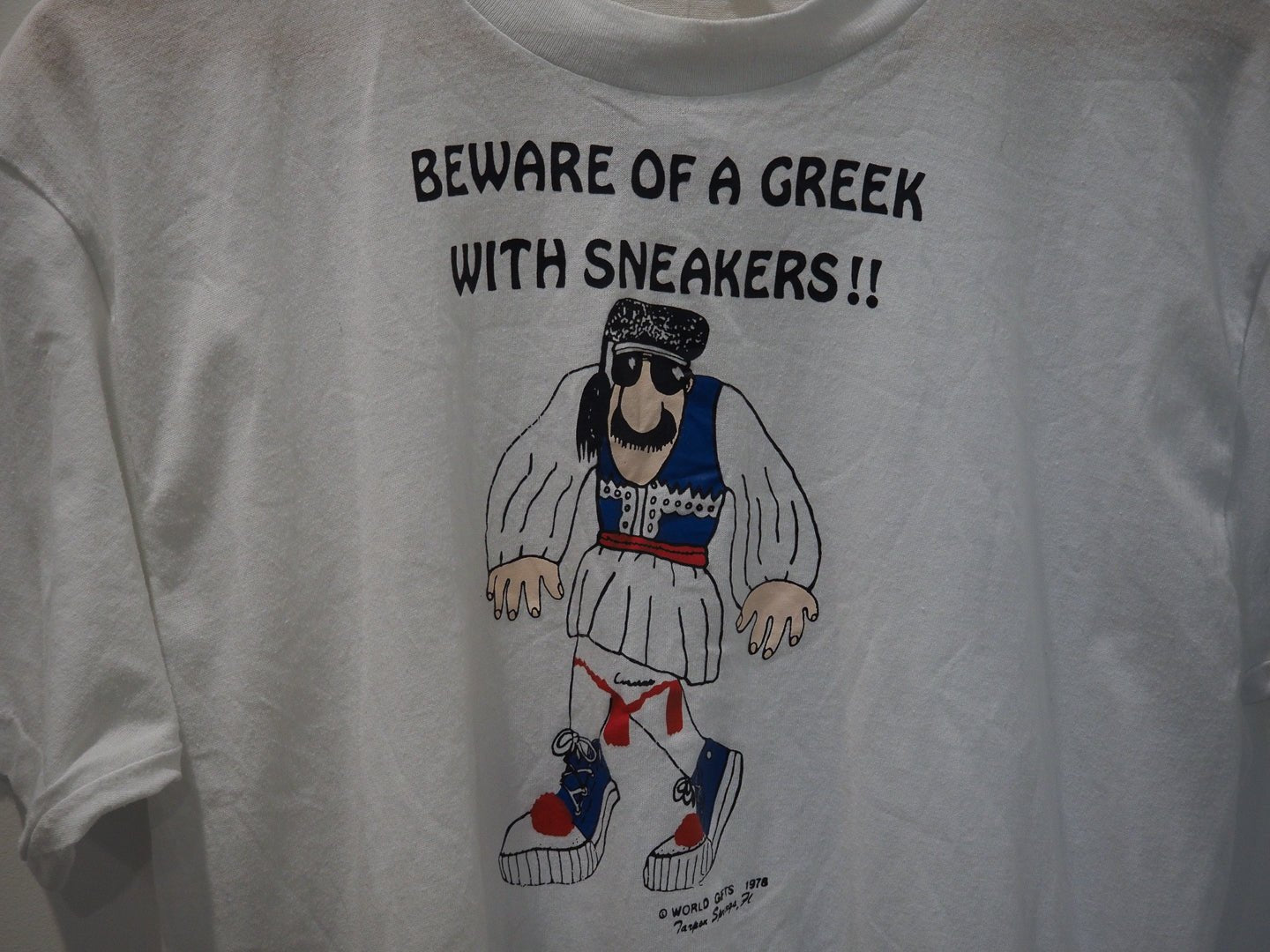 1970s Beware of a Greek with Sneakers Clothes - Afterthought Vintage - Afterthought Vintage