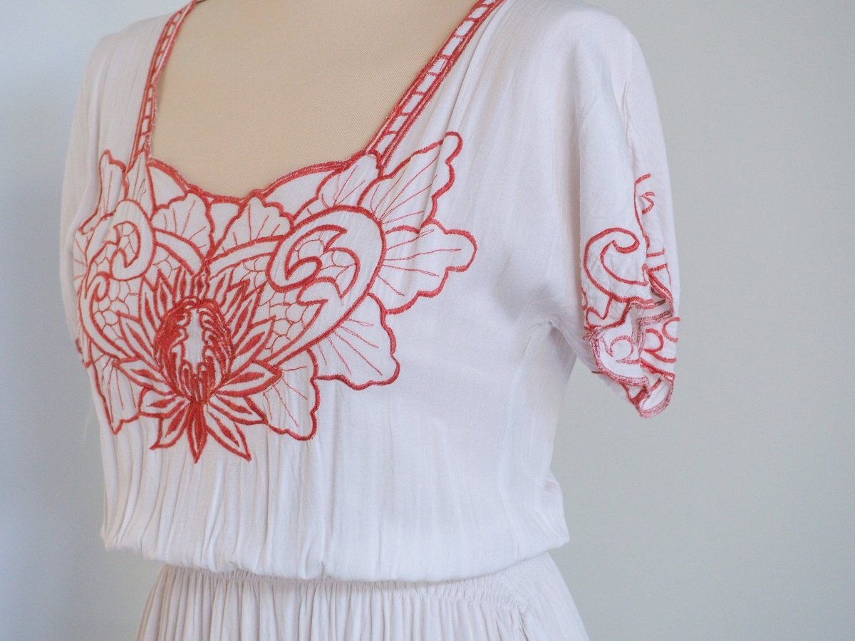80s HiBis Lace Works Floral Embroidered Sundress Clothes - Afterthought Vintage