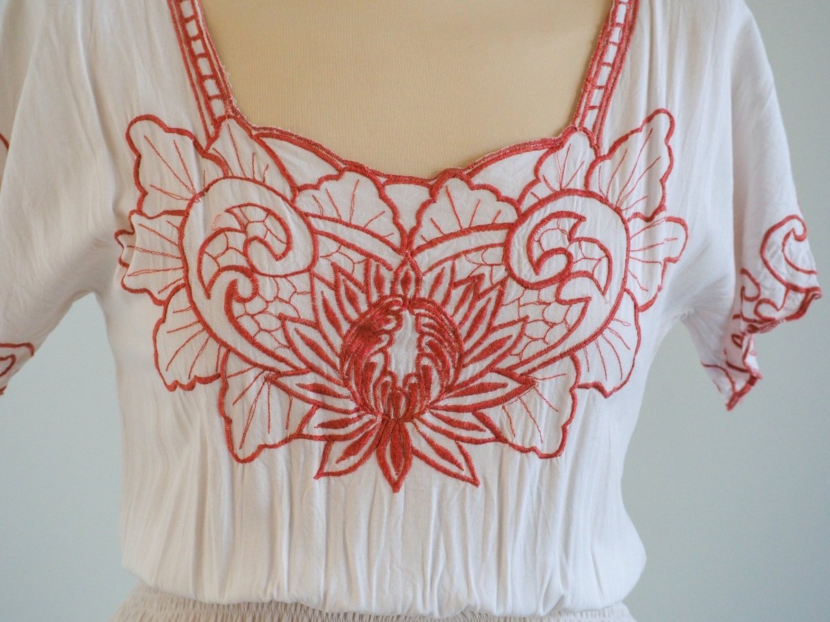 80s HiBis Lace Works Floral Embroidered Sundress Clothes - Afterthought Vintage
