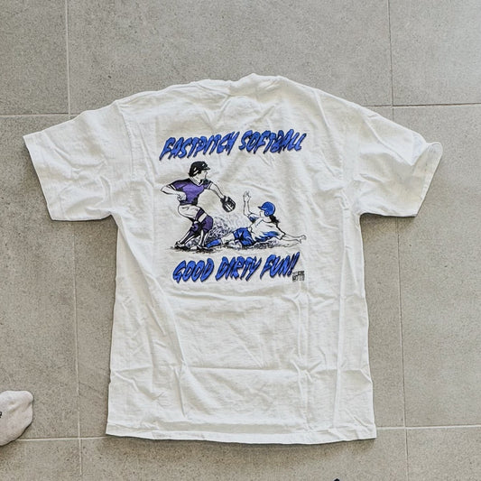90s ‘Dirty Fun’ Hardcore Softball Tee - Deadstock Vintage T-Shirt Clothes - Afterthought Vintage