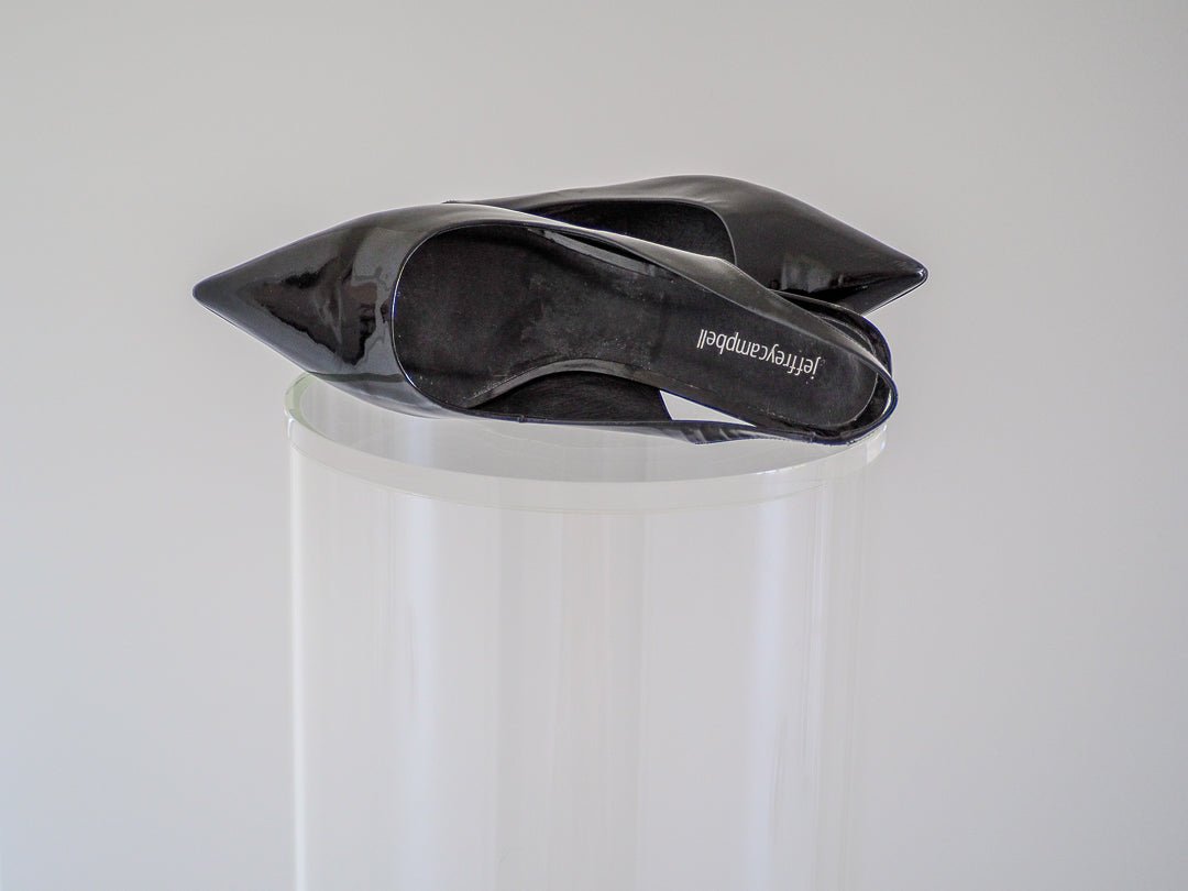 Jeffrey Campbell Black Patent Leather Persona Slingback Kitten Heels - Size 10 - Unworn Accessories - Afterthought Vintage