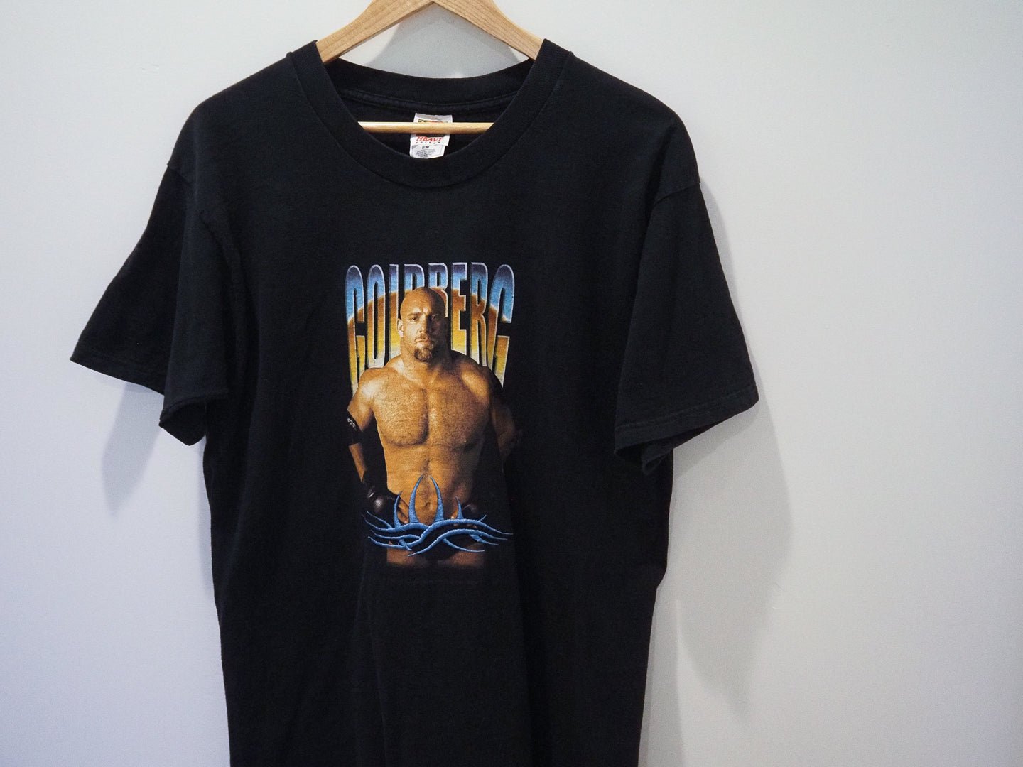 RARE 1998 WCW Goldberg T-Shirt w/ Embroidered Tattoo Logo Clothes - WCW - Afterthought Vintage