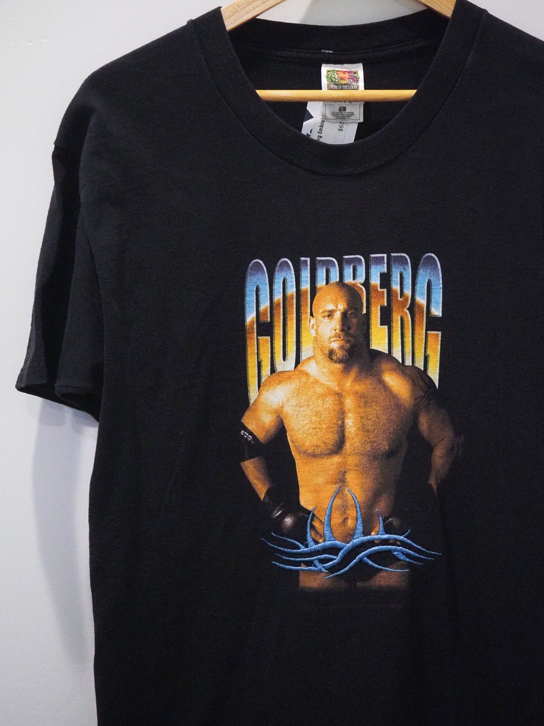 RARE 1998 WCW Goldberg T-Shirt w/ Embroidered Tattoo Logo Clothes - WCW - Afterthought Vintage