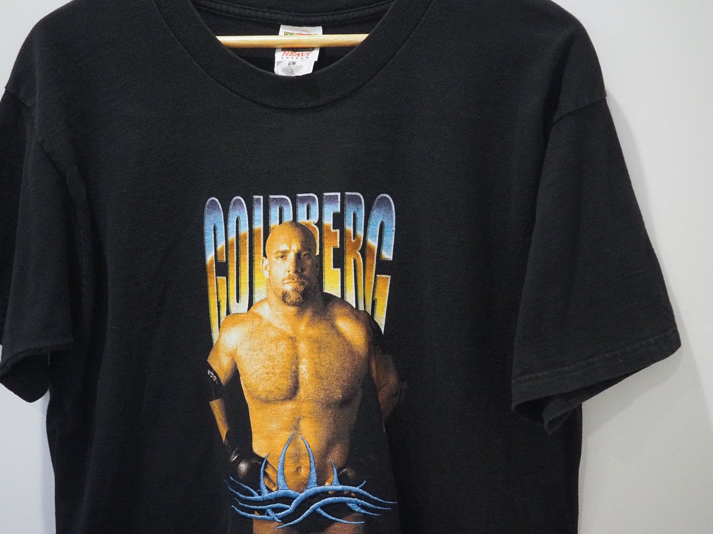 RARE 1998 WCW Goldberg T-Shirt w/ Embroidered Tattoo Logo Clothes - WCW - Afterthought Vintage