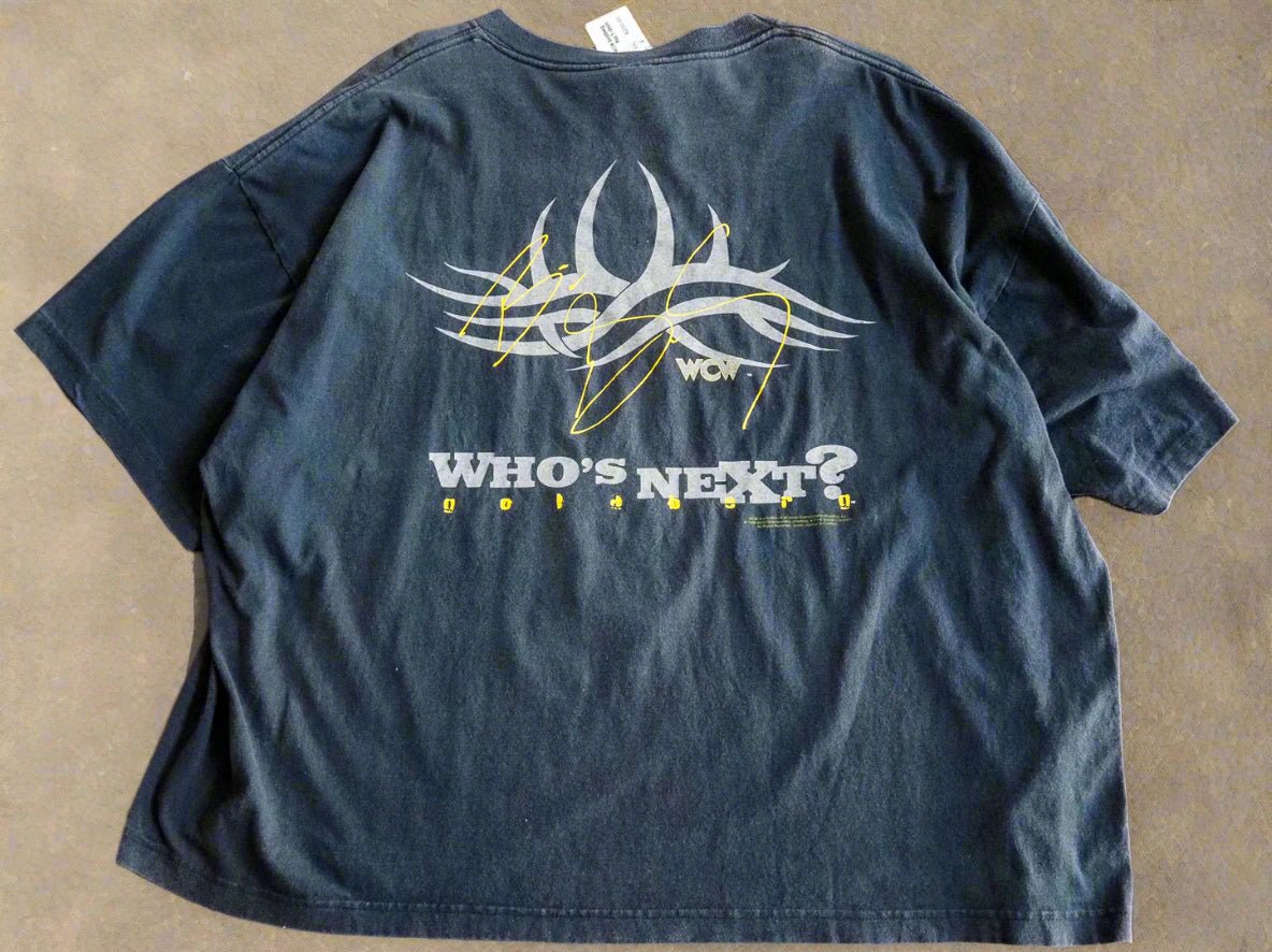 RARE Vintage 1998 WCW Goldberg T-Shirt – “Who’s Next?” Back Graphic, XXL Clothes - WCW - Afterthought Vintage