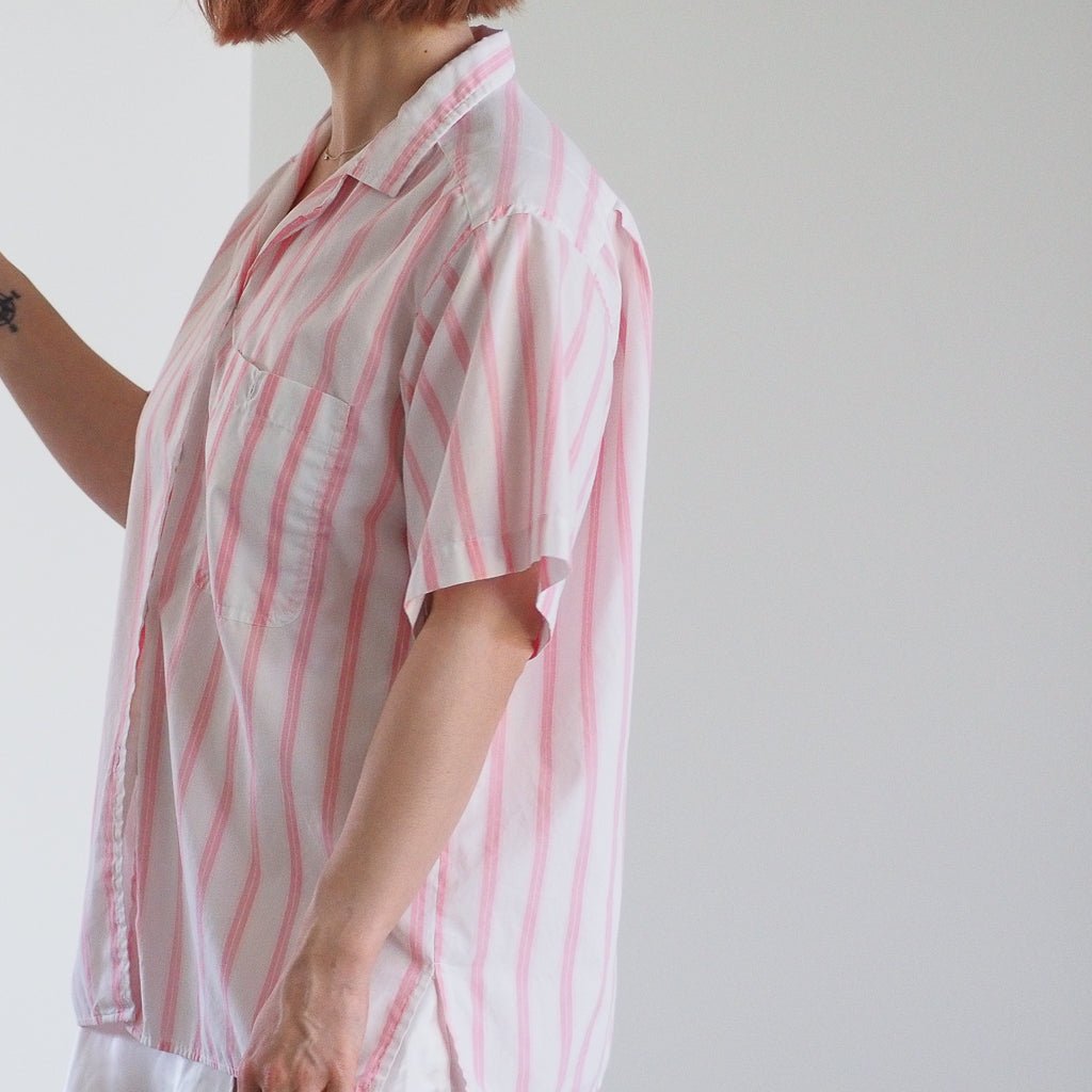 Vintage 1980s Favorites Pink Striped Button - Down Shirt Clothes - Afterthought Vintage