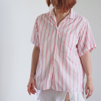 Vintage 1980s Favorites Pink Striped Button - Down Shirt Clothes - Afterthought Vintage