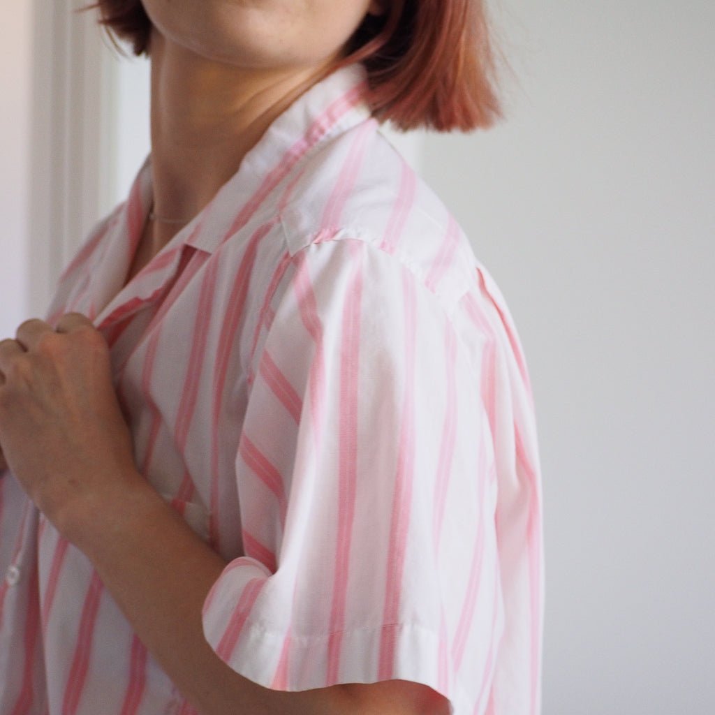 Vintage 1980s Favorites Pink Striped Button - Down Shirt Clothes - Afterthought Vintage