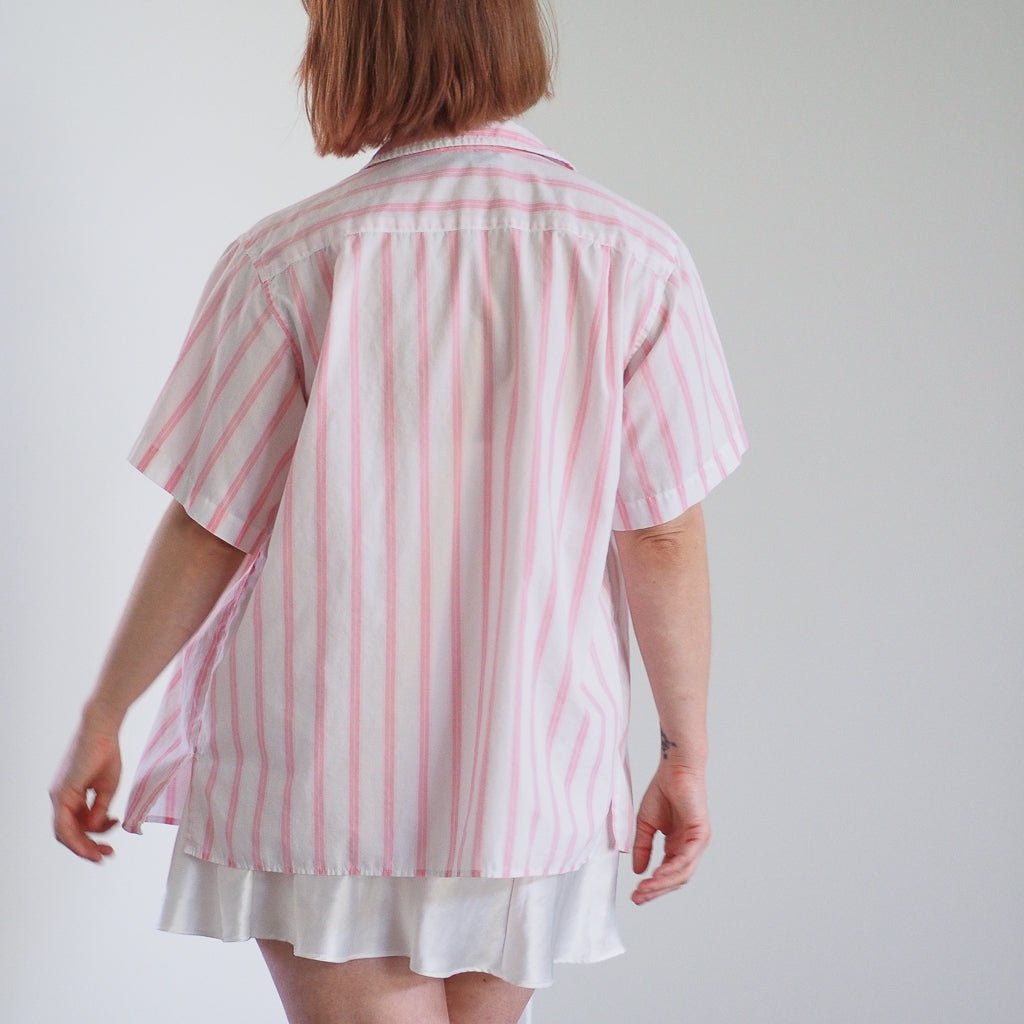 Vintage 1980s Favorites Pink Striped Button - Down Shirt Clothes - Afterthought Vintage