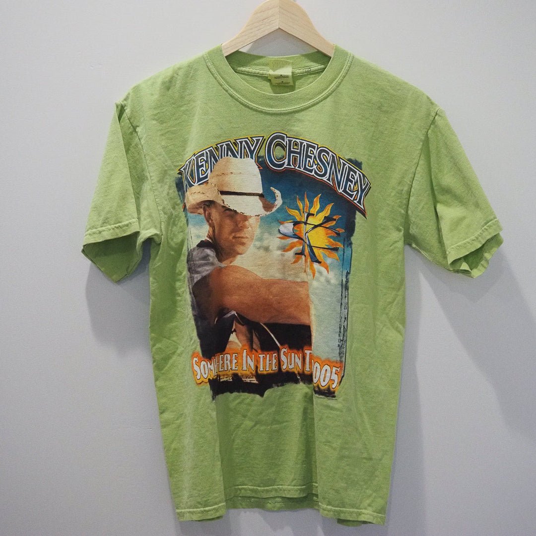 Vintage 2005 Kenny Chesney Somewhere in the Sun Tour T-Shirt – Lime Green, Size M Clothes - Gildan Activewear Ultra Cotton Heavyweight - Afterthought Vintage