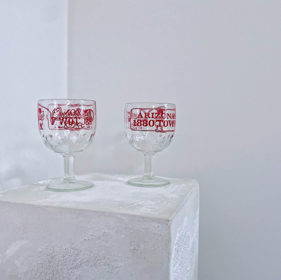Vintage Arizona Souvenir Thumbprint Goblets (Pair) Lifestyle - Afterthought Vintage