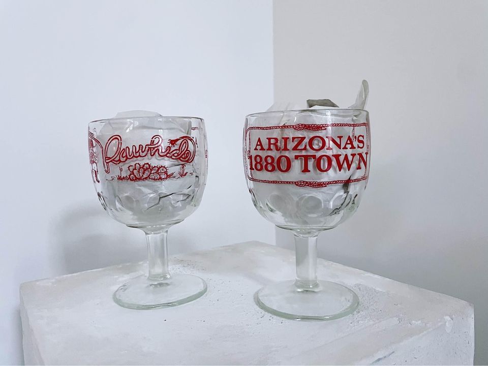 Vintage Arizona Souvenir Thumbprint Goblets (Pair) Lifestyle - Afterthought Vintage