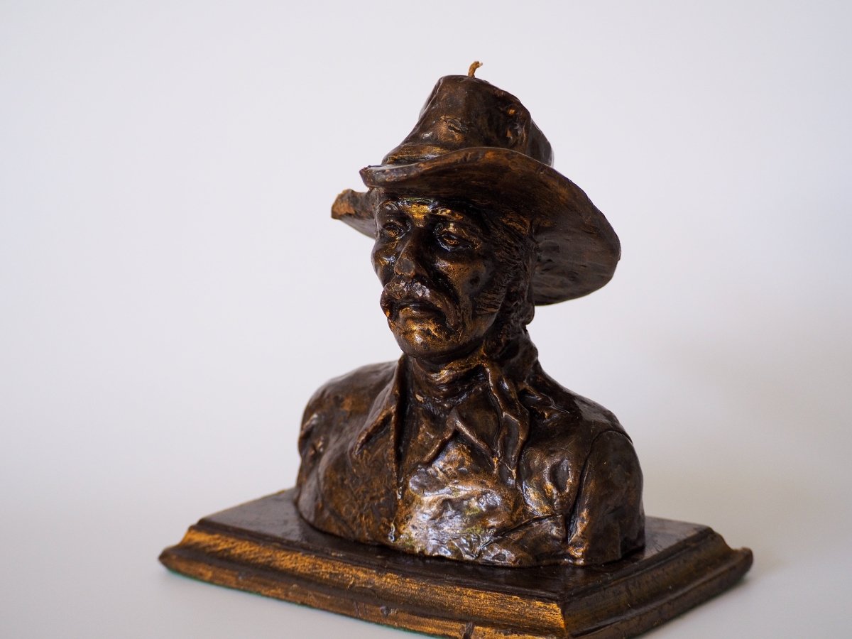 Vintage Burning Bronze Cowboy Sculpture Candles Lifestyle - Afterthought Vintage
