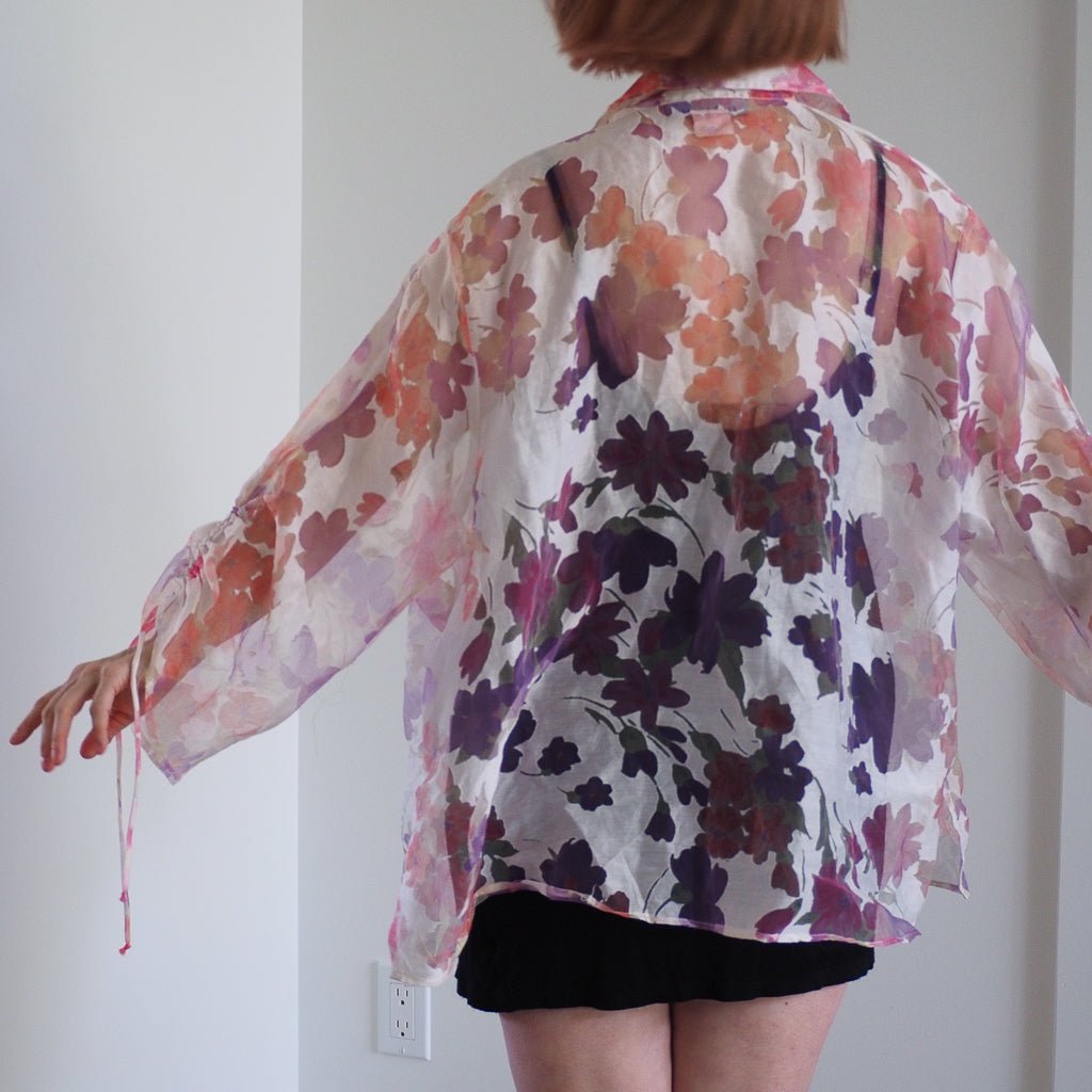 Vintage Elegancia Sheer Floral Top Clothes - Afterthought Vintage