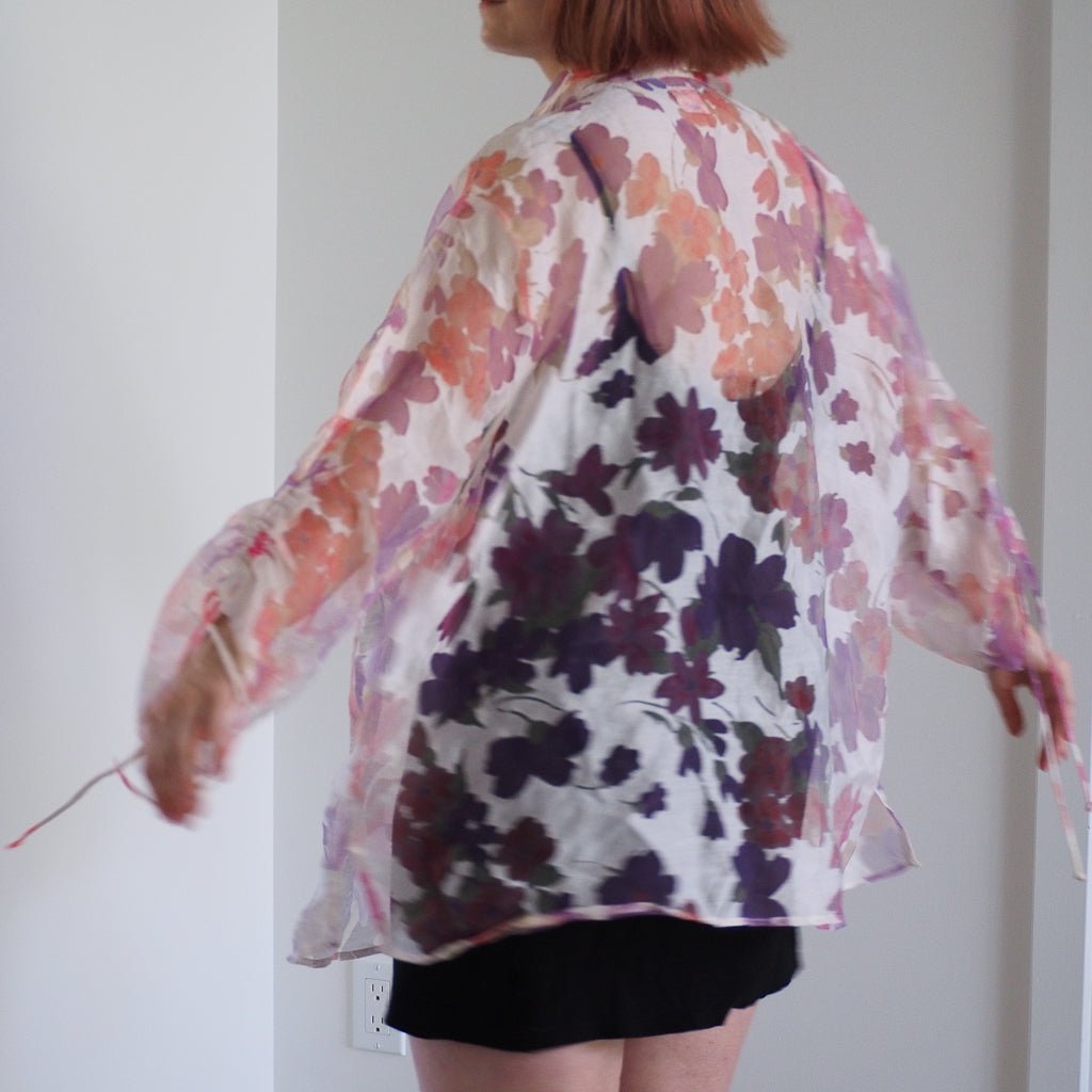Vintage Elegancia Sheer Floral Top Clothes - Afterthought Vintage