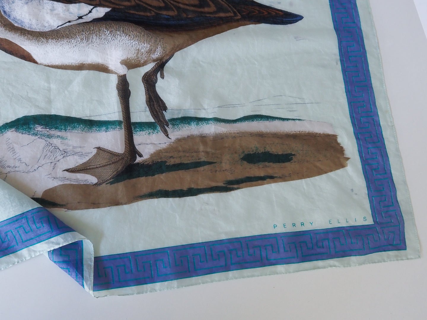 Vintage Perry Ellis Mallard Print Silk Scarf Accessories - Perry Ellis - Afterthought Vintage