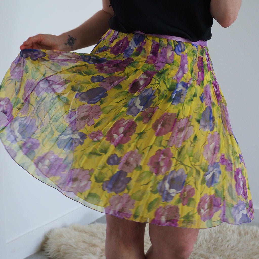 Vintage W.D. NY Floral Silk Skirt Clothes - Afterthought Vintage