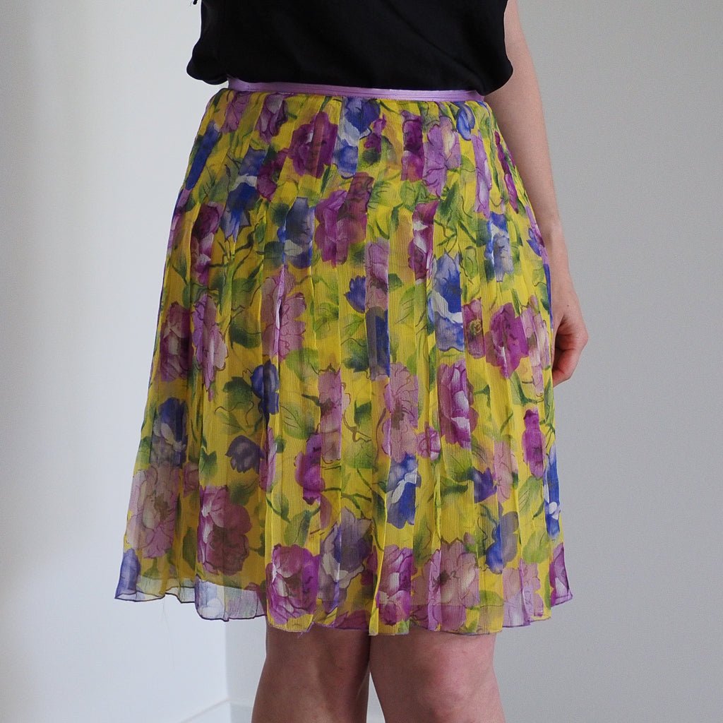 Vintage W.D. NY Floral Silk Skirt Clothes - Afterthought Vintage