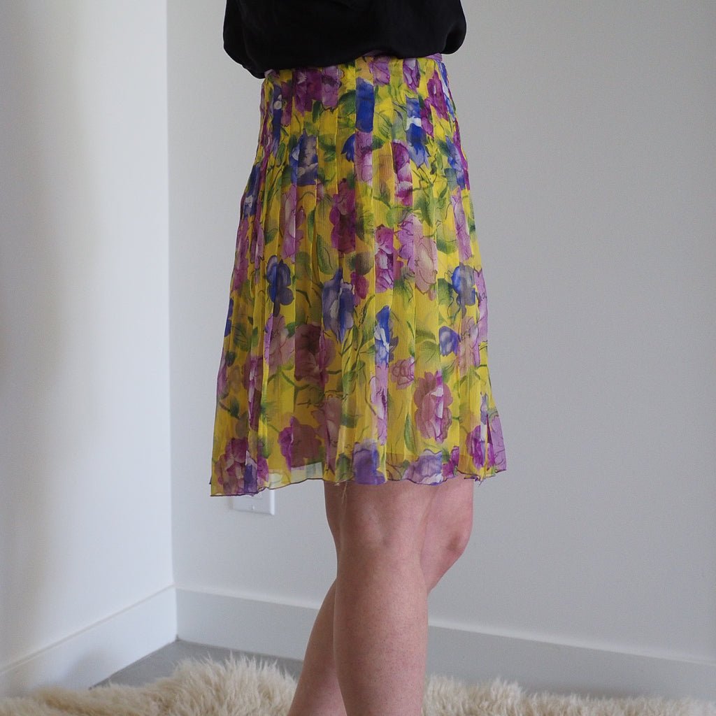 Vintage W.D. NY Floral Silk Skirt Clothes - Afterthought Vintage