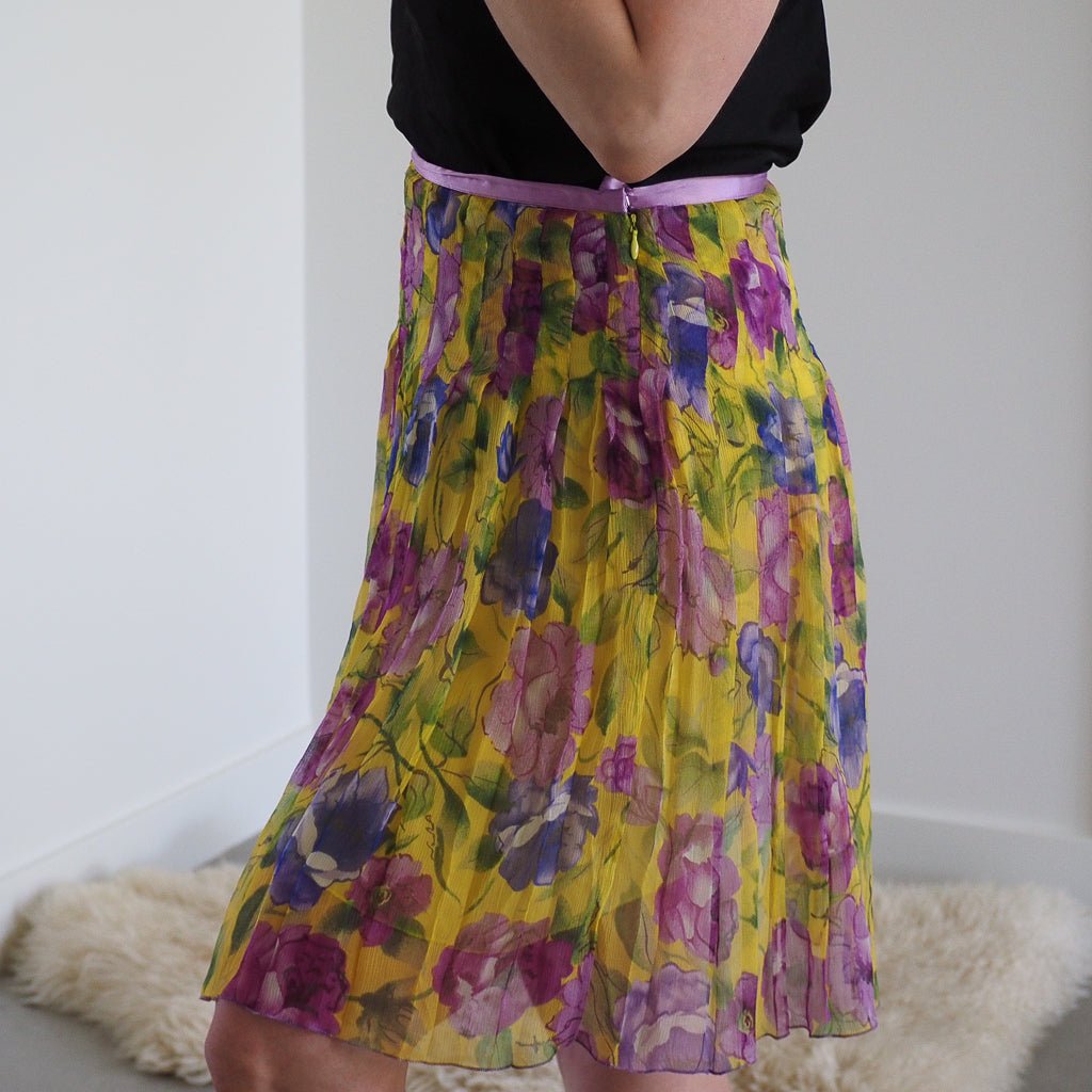 Vintage W.D. NY Floral Silk Skirt Clothes - Afterthought Vintage