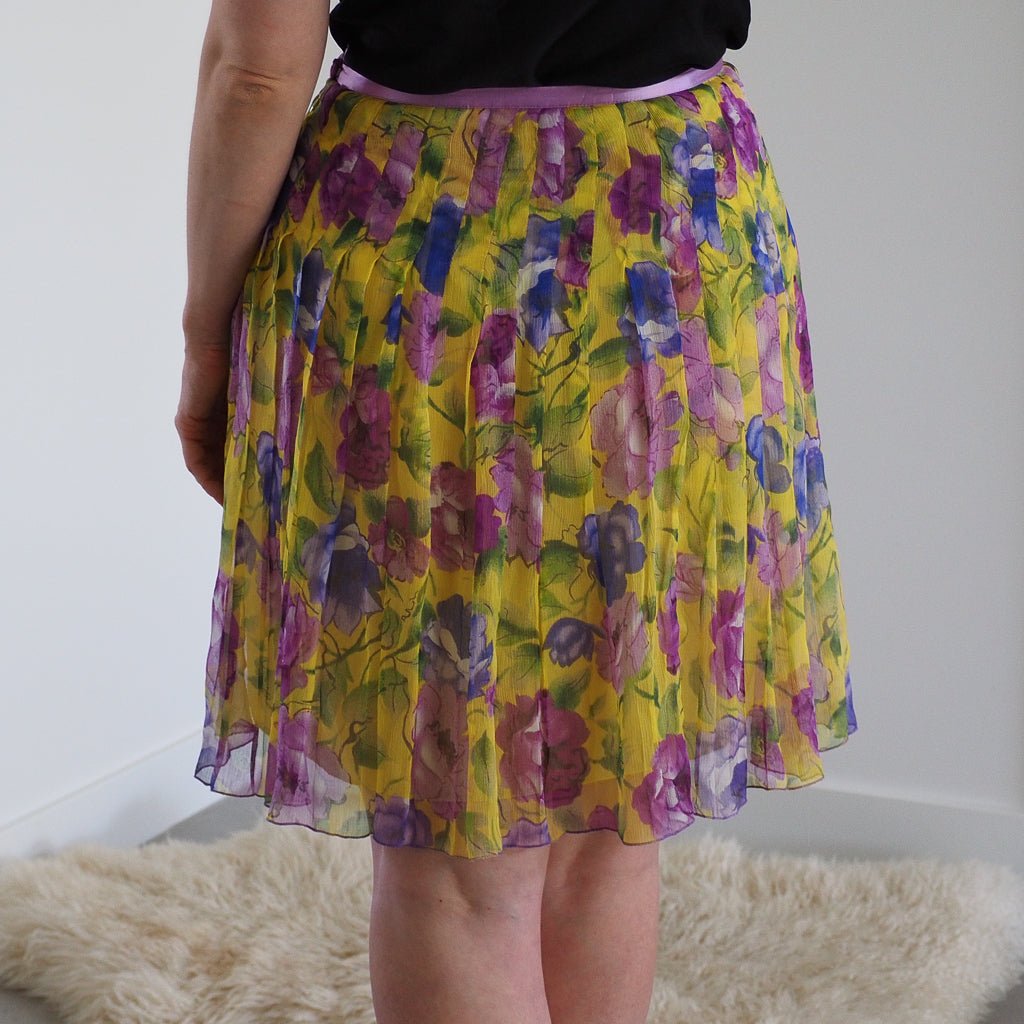 Vintage W.D. NY Floral Silk Skirt Clothes - Afterthought Vintage