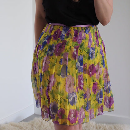 Vintage W.D. NY Floral Silk Skirt Clothes - Afterthought Vintage