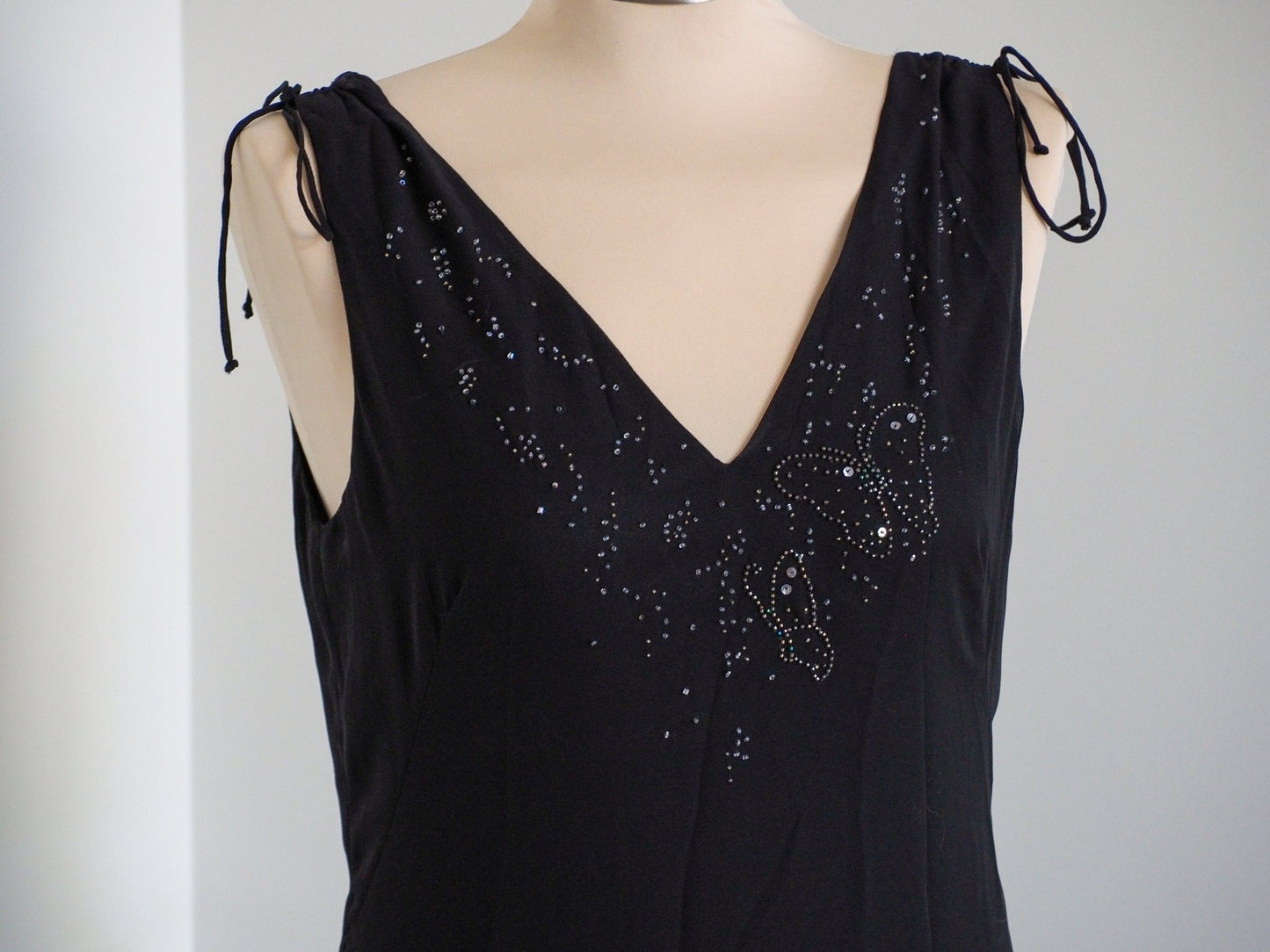 Y2K Lisa Ho Rhinestone Butterfly Evening Dress with Ties Clothes - Lisa Ho - Afterthought Vintage