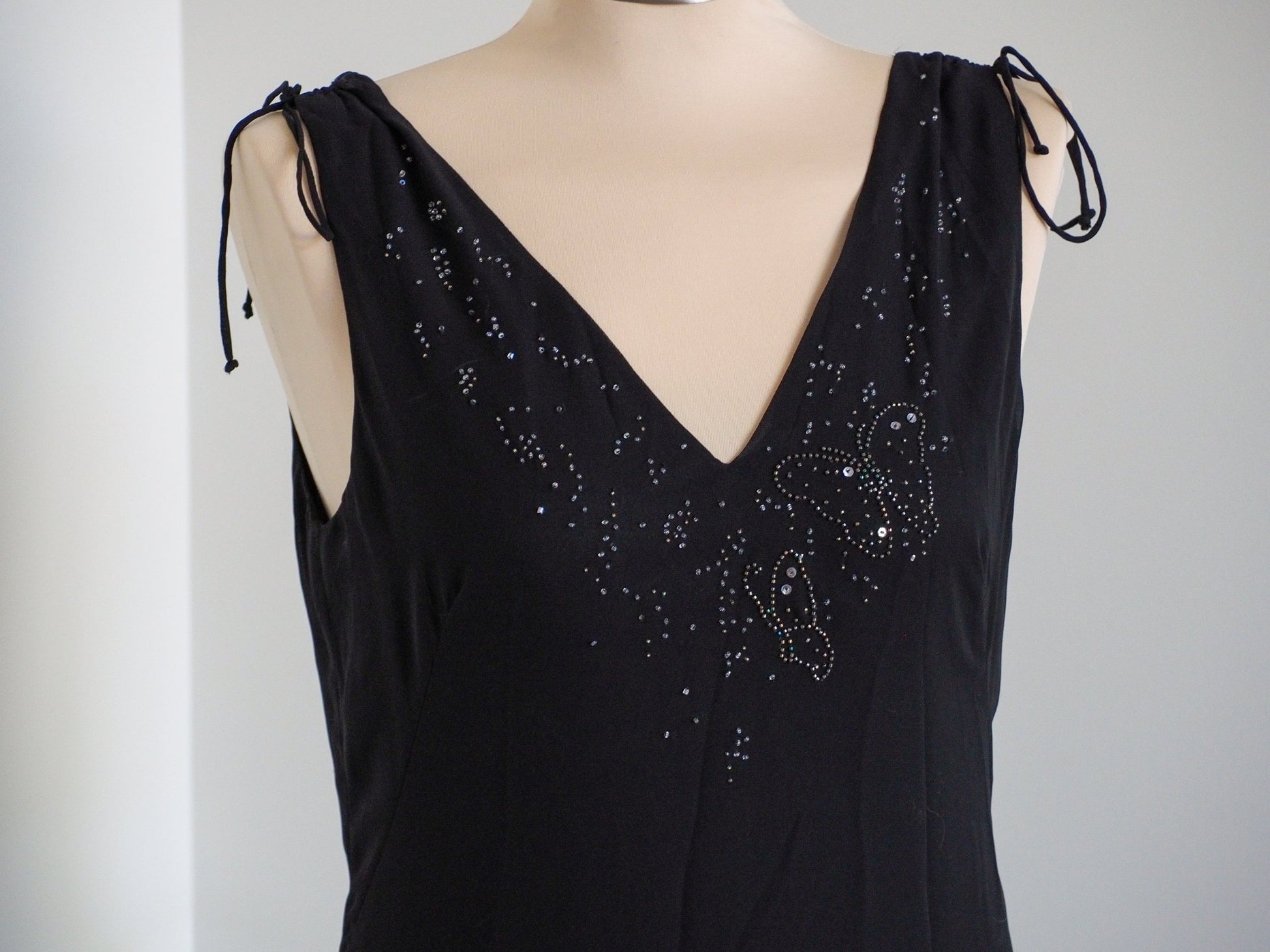 Y2K Lisa Ho Rhinestone Butterfly Evening Dress with Ties Clothes - Lisa Ho - Afterthought Vintage
