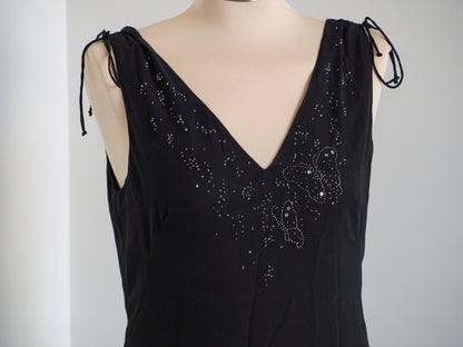Y2K Lisa Ho Rhinestone Butterfly Evening Dress with Ties Clothes - Lisa Ho - Afterthought Vintage