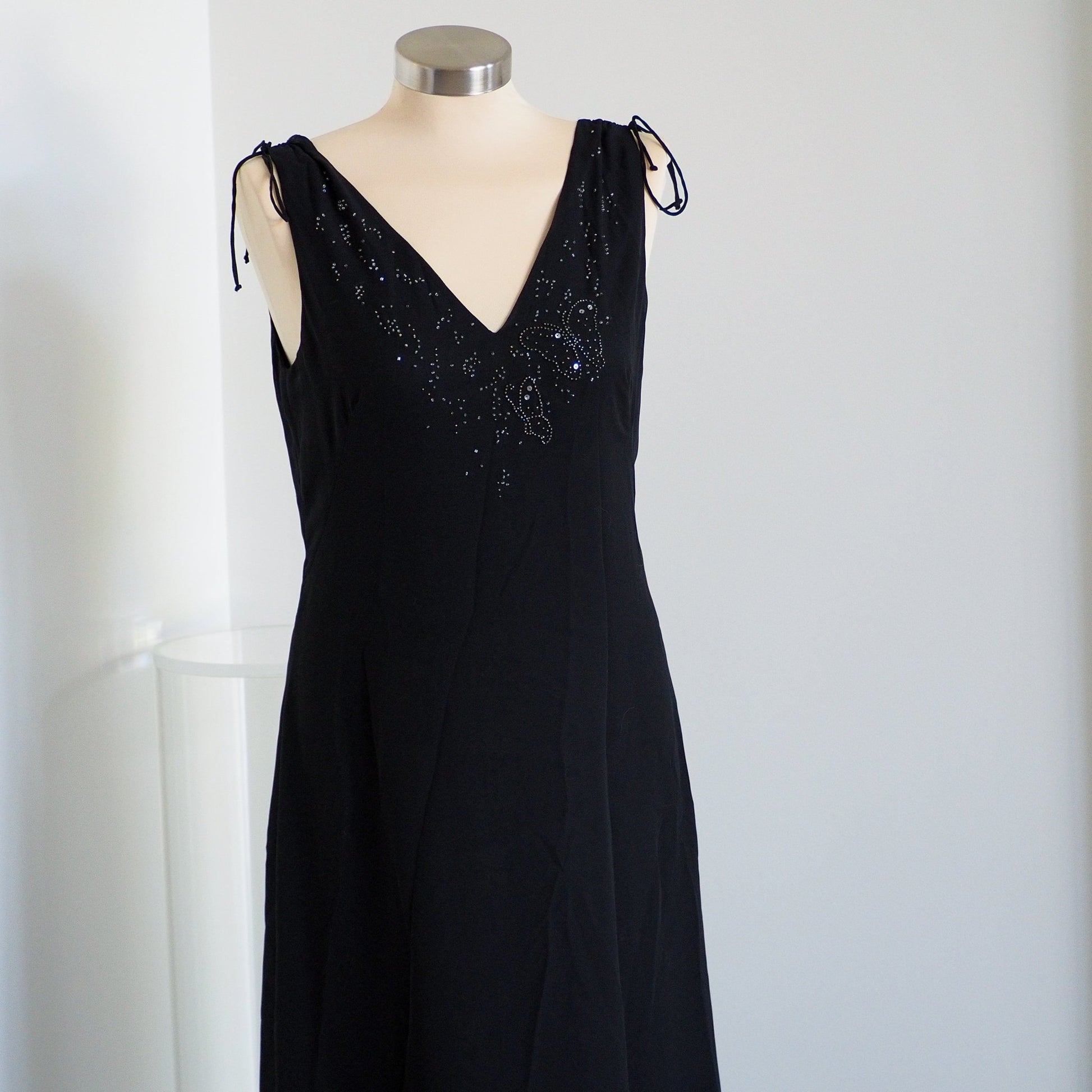 Y2K Lisa Ho Rhinestone Butterfly Evening Dress with Ties Clothes - Lisa Ho - Afterthought Vintage