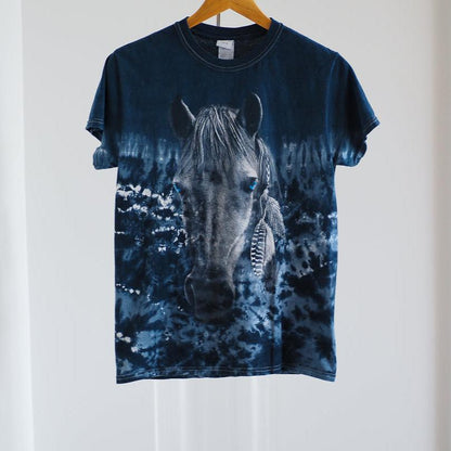 Y2K Tie Dye Horse Graphic T-Shirt Clothes - Gildan Heavy Cotton - Afterthought Vintage